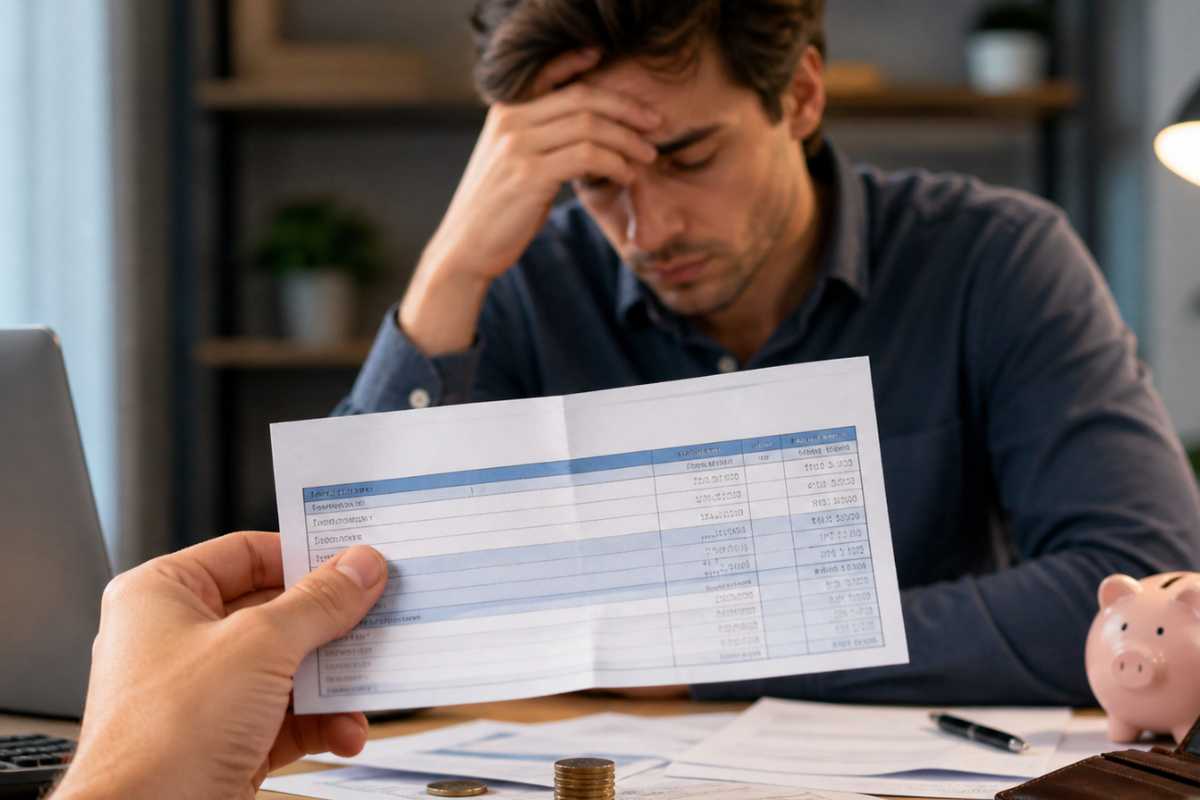 Lavoratore triste e busta paga