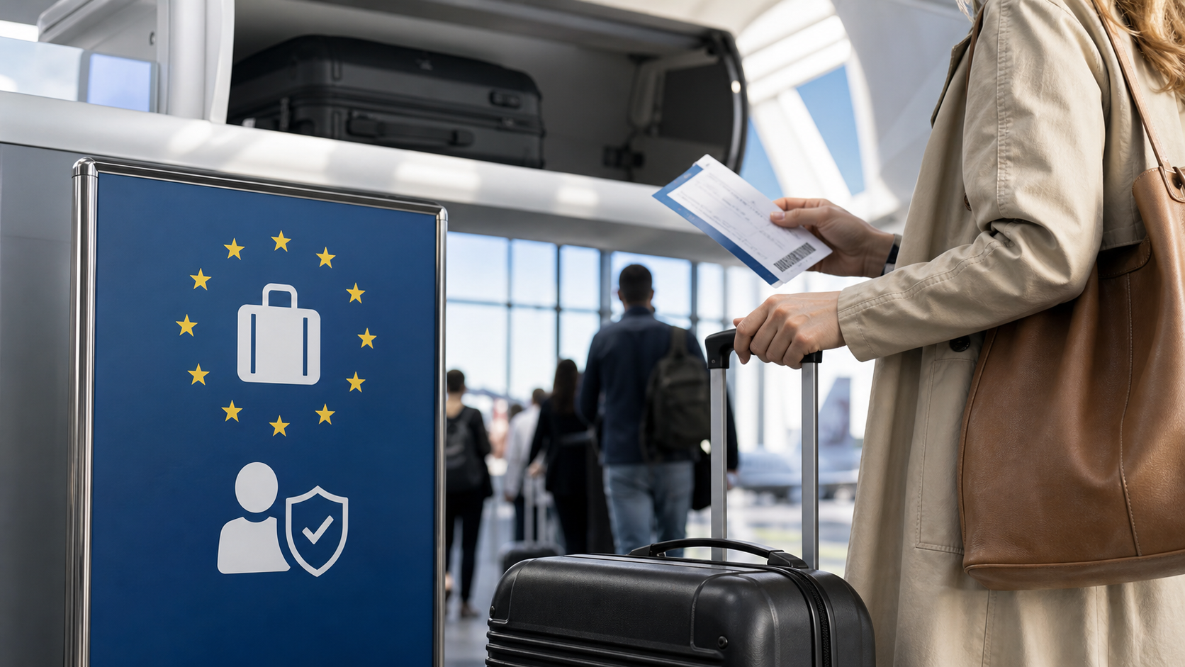 Trolley da cabina in aeroporto per articolo sulle regole Ue