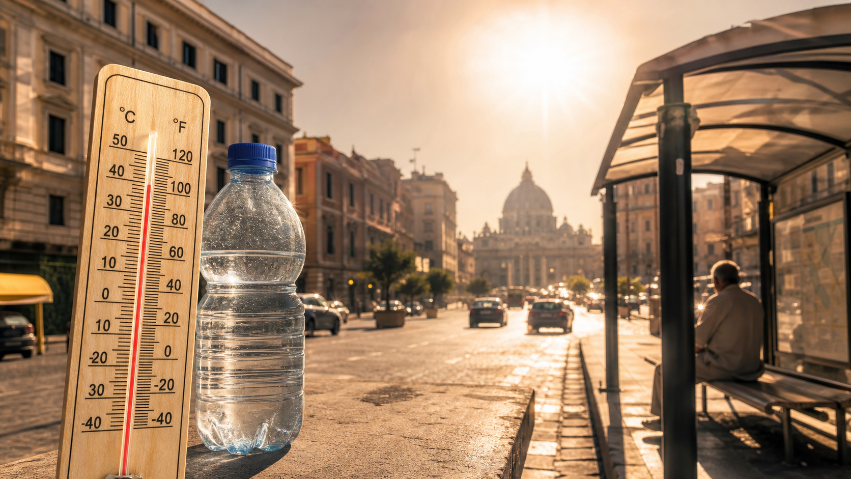 Città italiana durante una giornata di caldo intenso