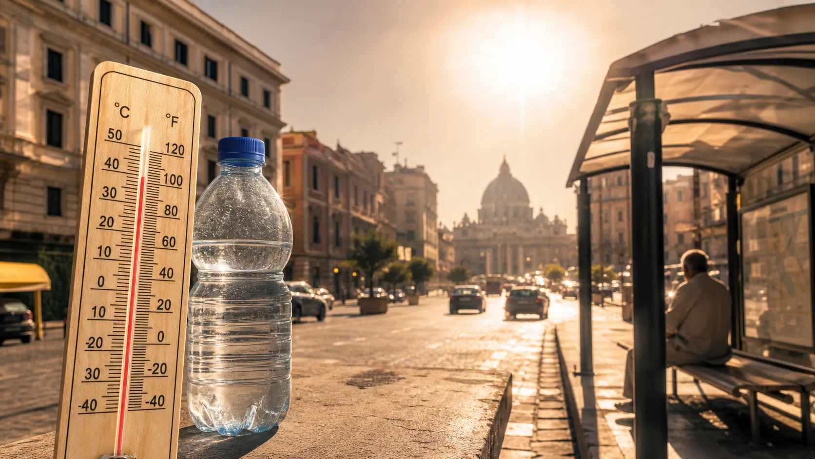 Città italiana durante una giornata di caldo intenso