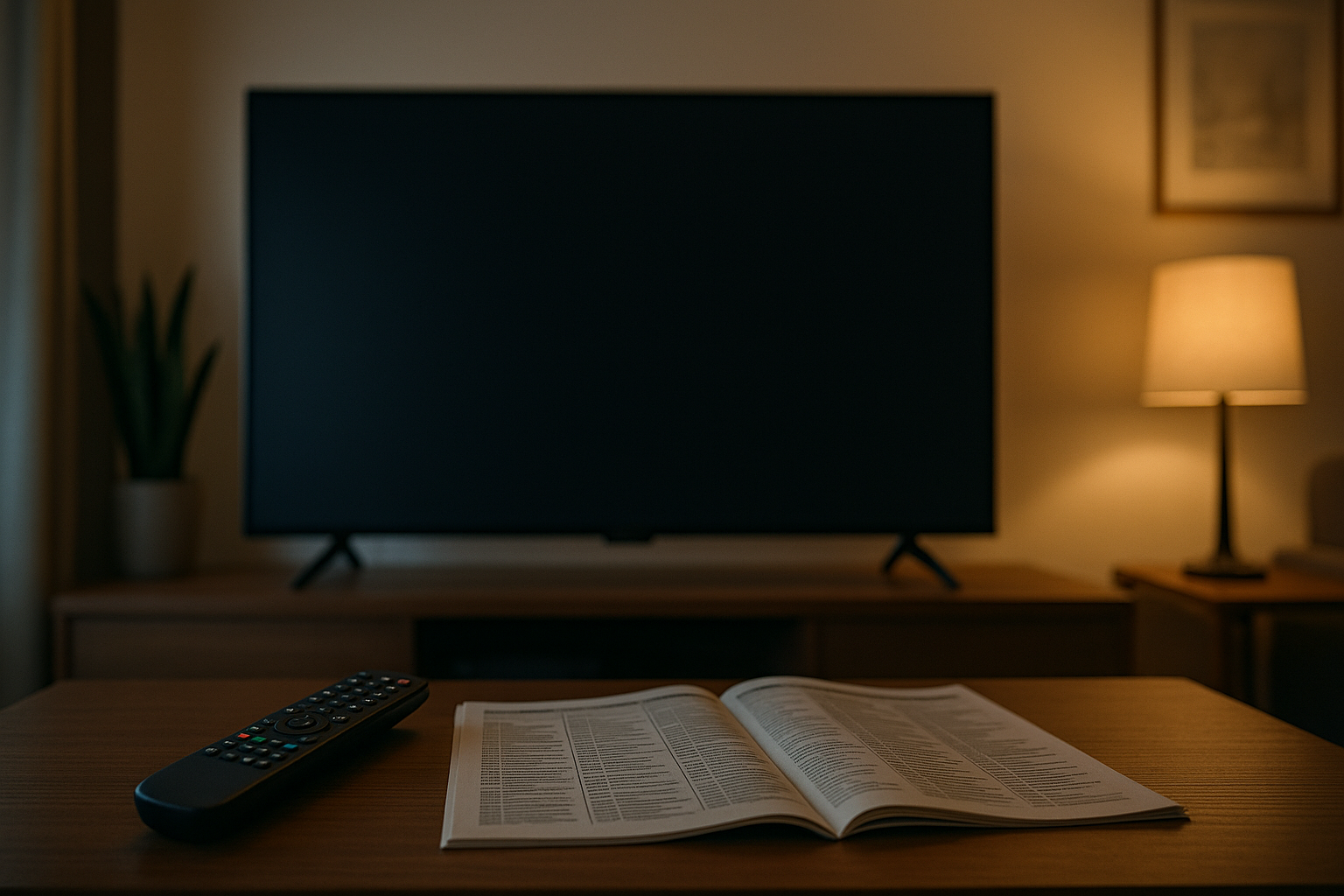 Schermo tv e guida programmi per scegliere tra canali e cinema