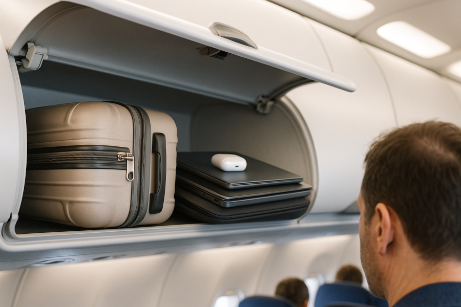 Bagaglio a mano e dispositivi elettronici in cabina aereo