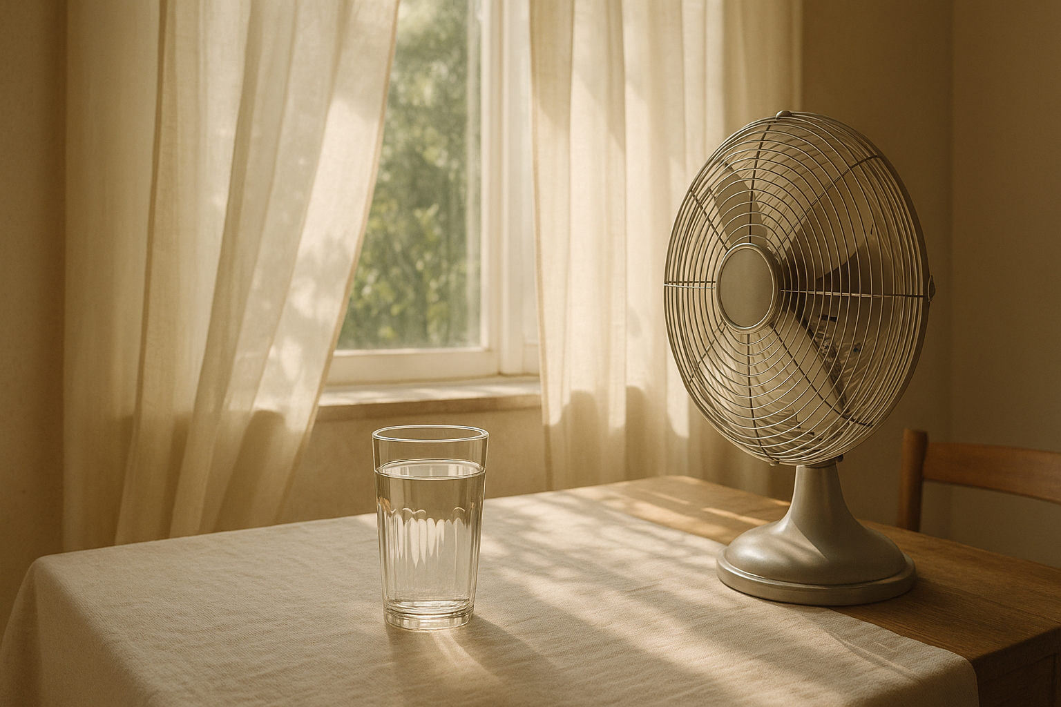 Casa estiva fresca con acqua e ventilatore