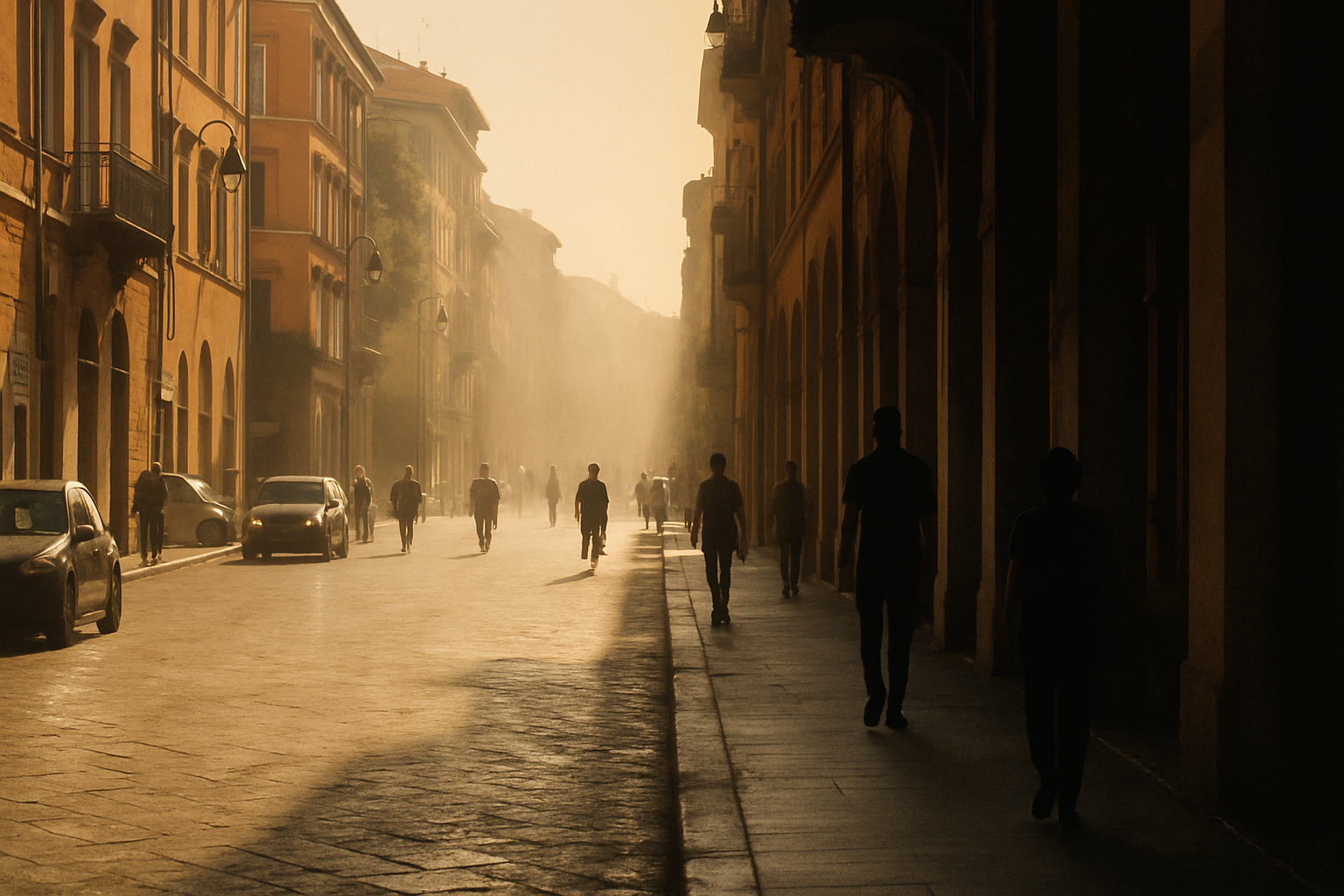 Strada italiana assolata durante una fase di caldo intenso