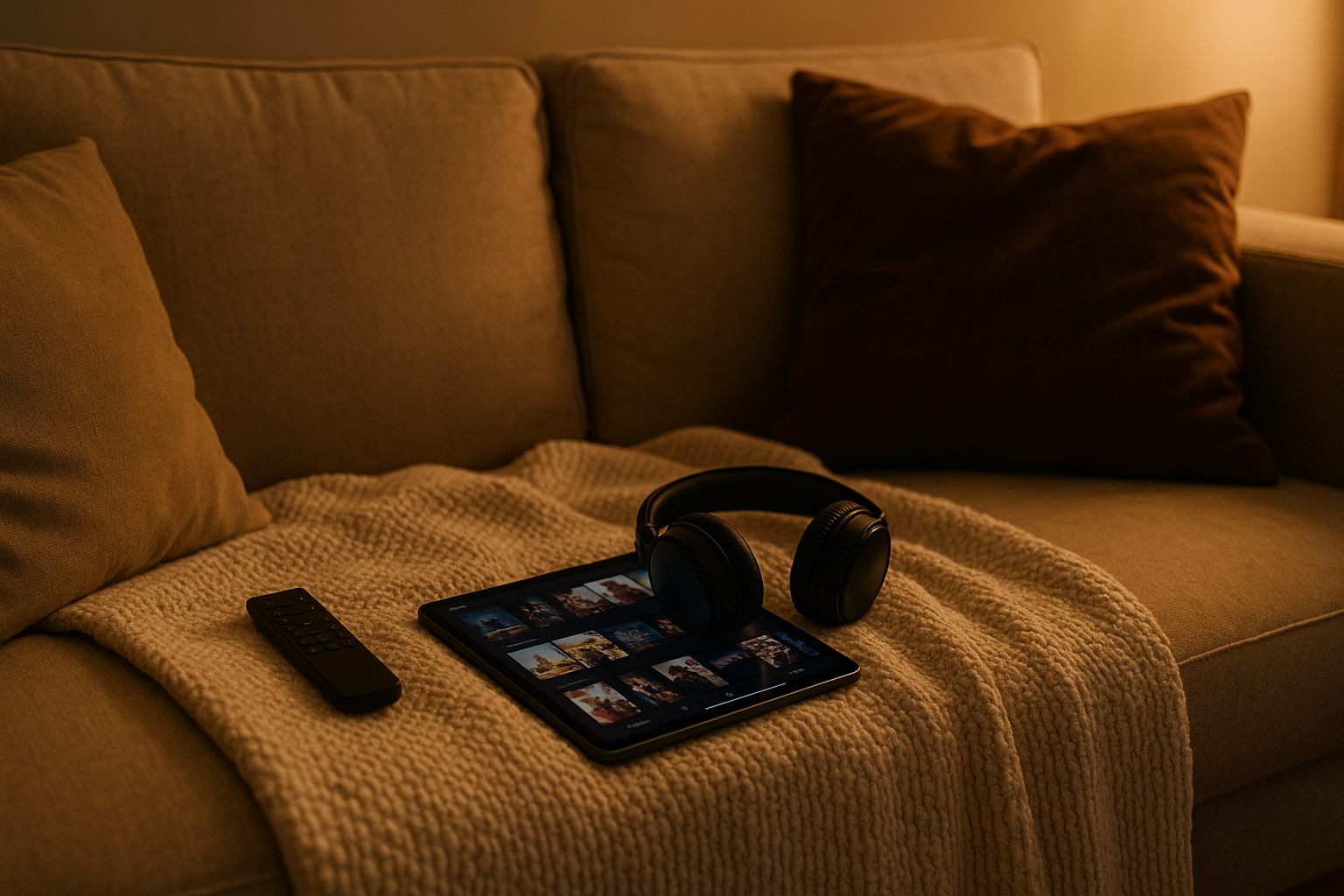 Tablet e divano per scegliere cosa vedere in streaming