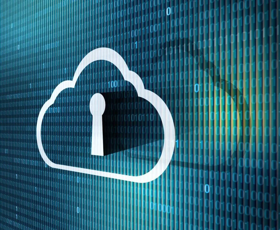 Icona di protezione dati su una griglia digitale