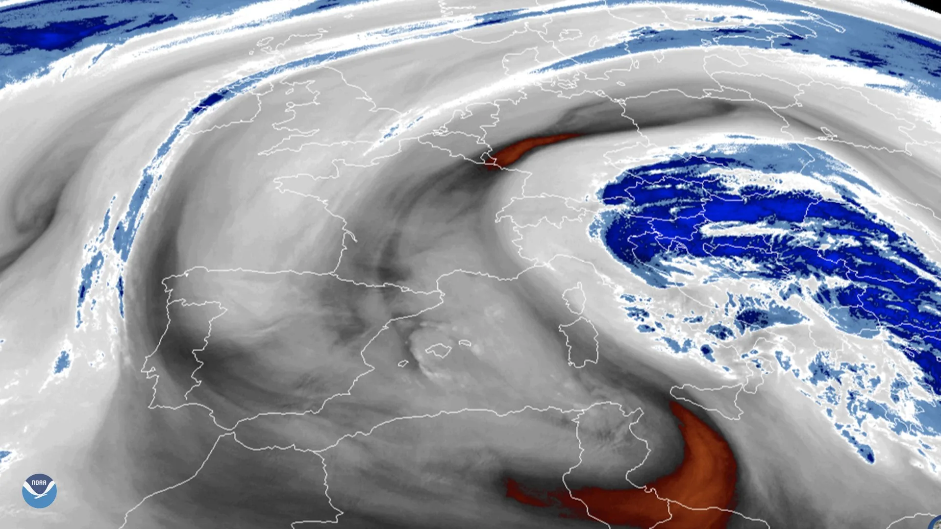 Sistema perturbato sull Italia visto dal satellite