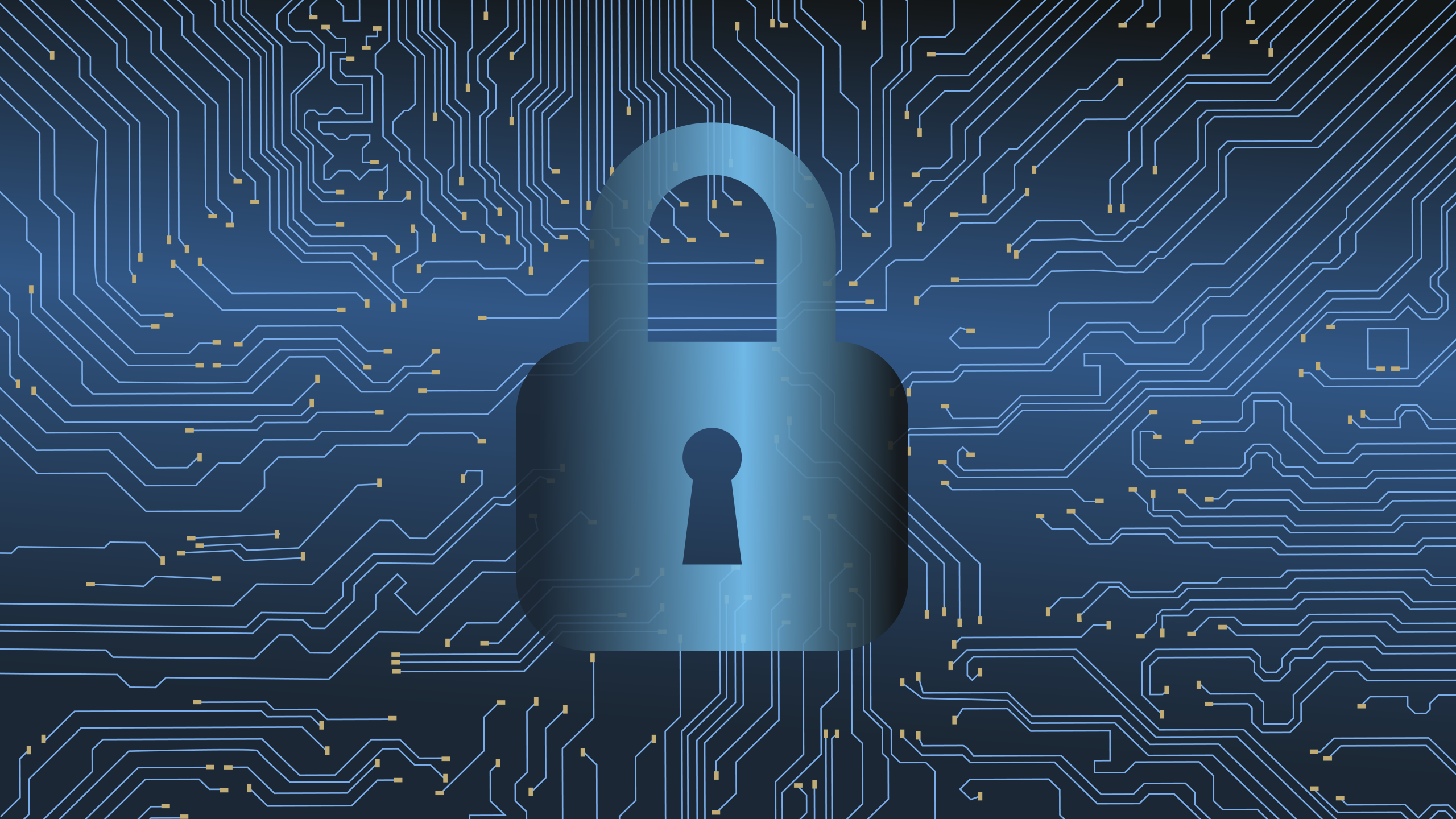 Lucchetto digitale su circuito, simbolo di cybersicurezza e protezione dei sistemi