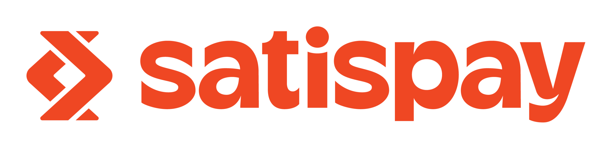 Logo ufficiale Satispay in rosso su sfondo chiaro