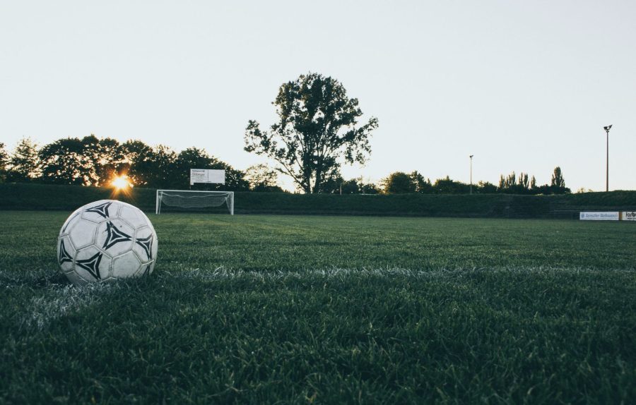 Pallone da calcio su un campo in erba