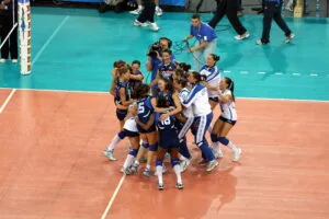 La nazionale femminile italiana di volley in campo