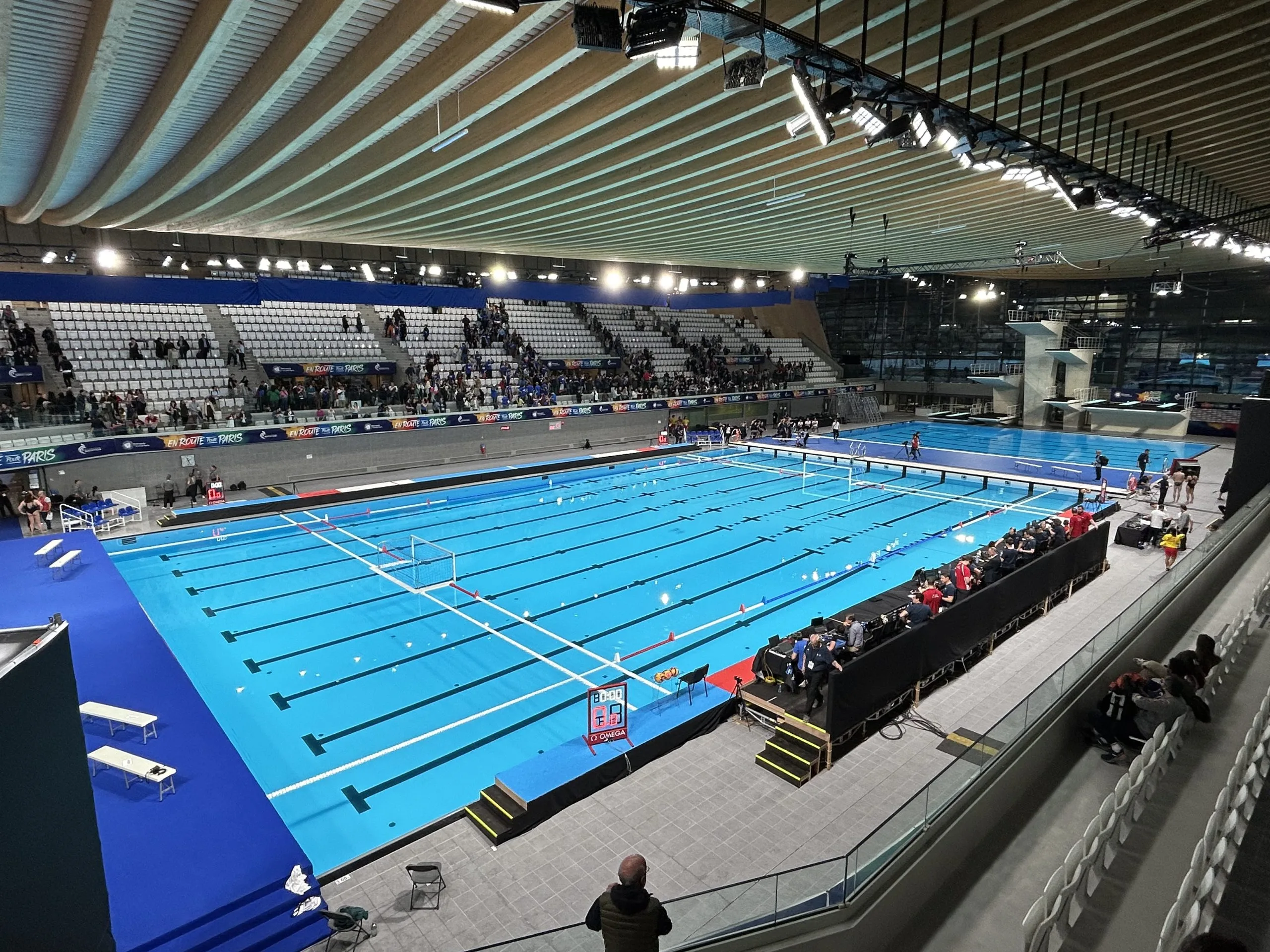 Piscina dell’Olympic Aquatic Centre di Saint-Denis dove si disputano gli Europei di nuoto