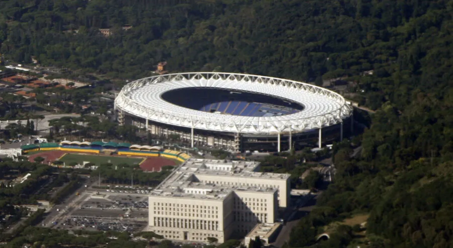 Veduta aerea dello Stadio Olimpico di Roma, sede dei concerti degli Oasis nel 2027