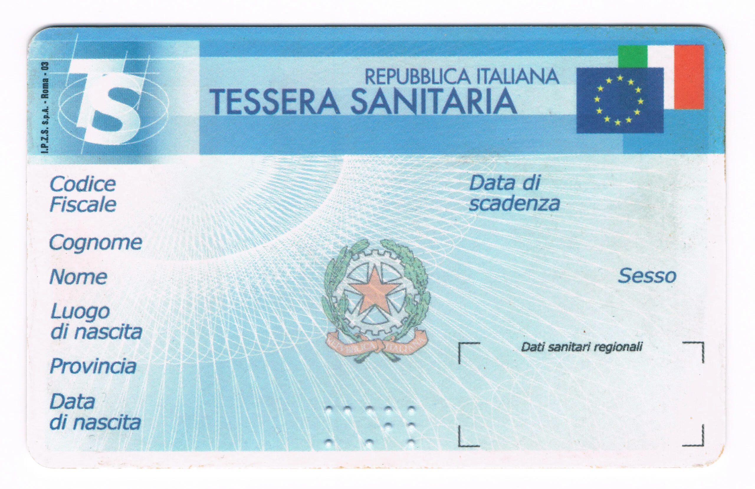 Tessera sanitaria italiana usata per accedere alle prestazioni del Servizio sanitario nazionale