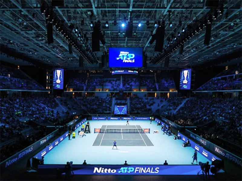 Campo indoor delle ATP Finals alla Inalpi Arena di Torino
