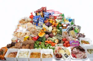 Cibo recuperabile fotografato in un audit sullo spreco alimentare