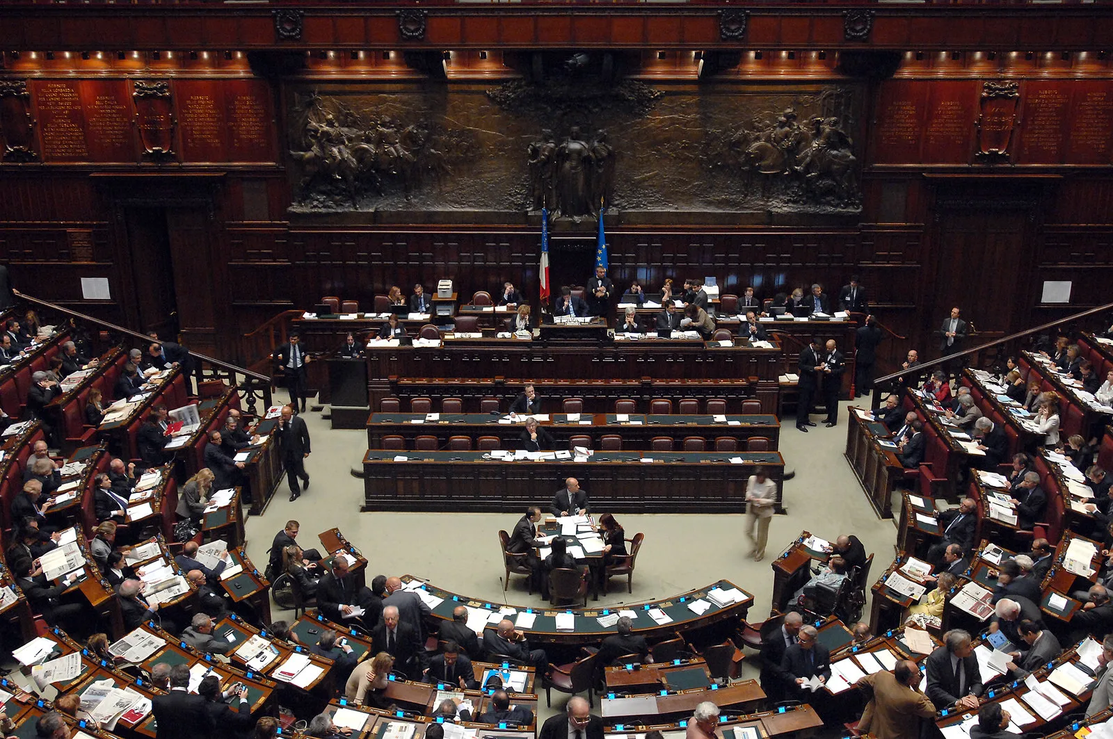 Interno dell’aula della Camera dei deputati, fotografia d’archivio del 2008